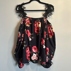 Long sleeve off the shoulder lace detail XL top